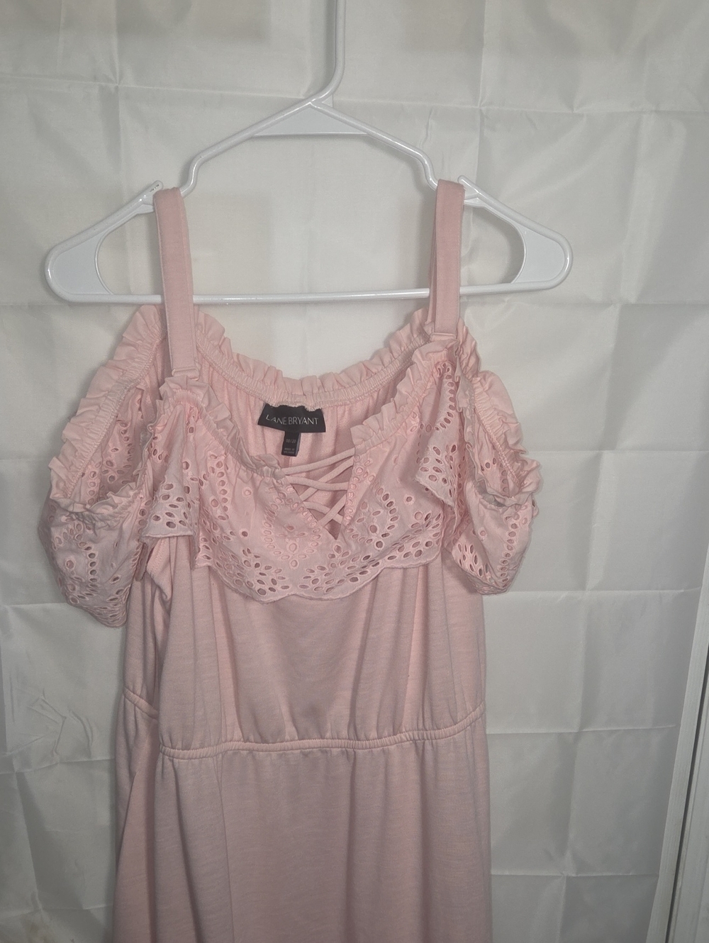 Lane Bryant Light Pink Eyelet Cold-Shoulder Cami
